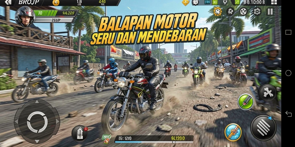 Pengalaman gameplay balapan motor yang mendebarkan dan realistis.