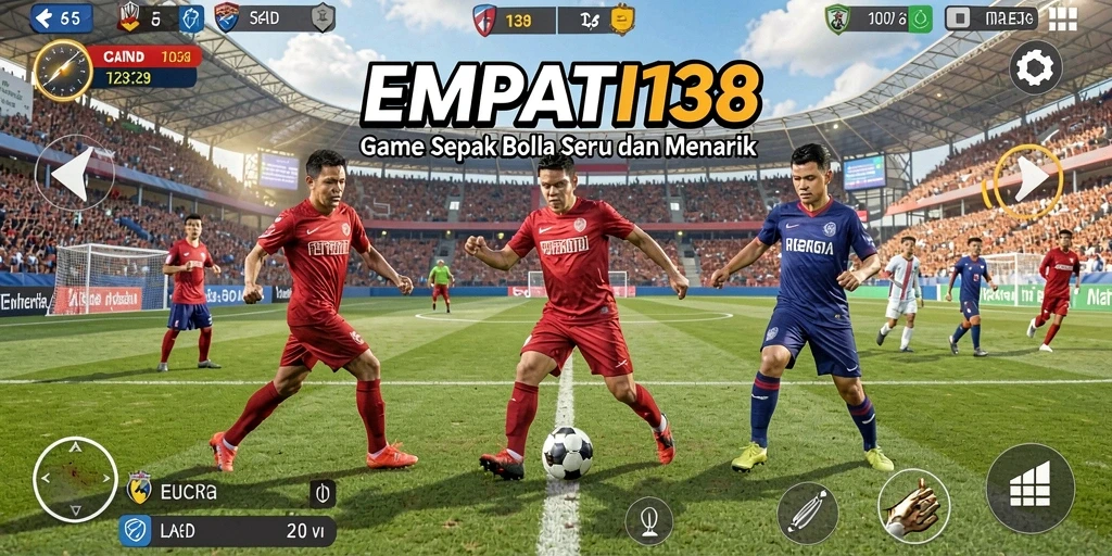 Screenshot dari gameplay seru di EMPATI138, menunjukkan aksi sepak bola yang mendebarkan.