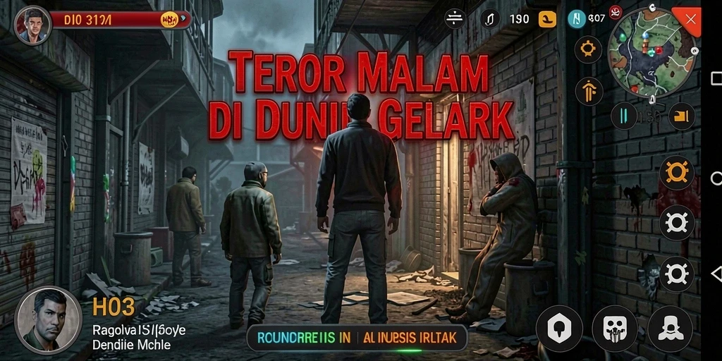 Screenshot gameplay H03 menunjukkan suasana mencekam dunia gelap.