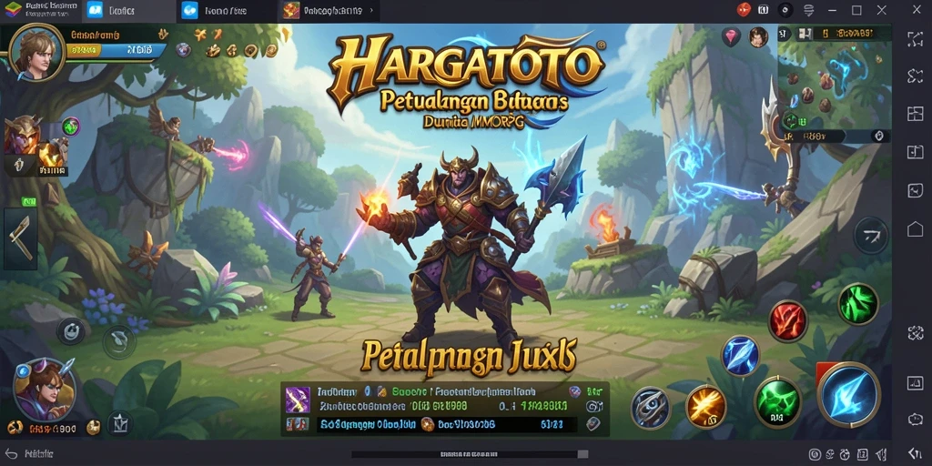 Screenshot menunjukkan aksi epik dalam petualangan MMORPG.