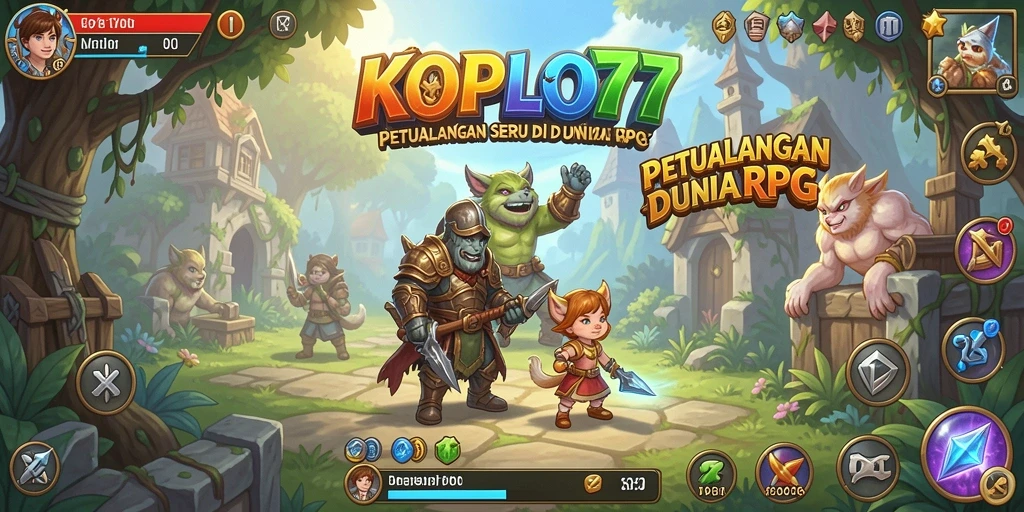 Tangkapan layar menunjukkan aksi gameplay seru di KOPLO77 dengan karakter yang melawan monster.