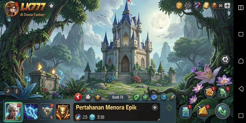 Tampilan gameplay Tower Defense LK777 yang seru dan menantang.