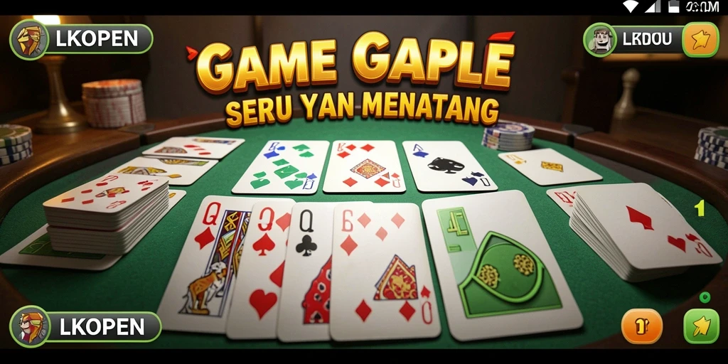 Screenshot gameplay LKOPEN menunjukkan keseruan bermain Gaple secara online.