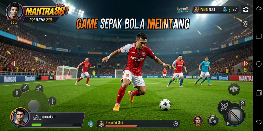 Tampilan seru dari gameplay sepak bola MANTRA88.