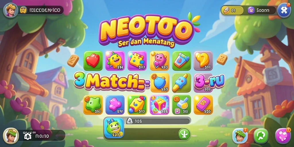 Gameplay Match-3 yang seru dan menantang di NEOTOTO.