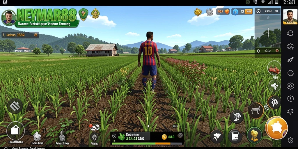 Tampilan gameplay NEYMAR88 yang menampilkan aktivitas bertani.