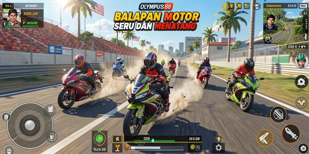 Gameplay seru balapan motor di OLYMPUS88