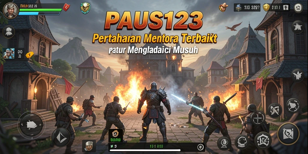 Tangkapan layar menunjukkan gameplay mendebarkan dari PAUS123 dengan menara yang strategis.