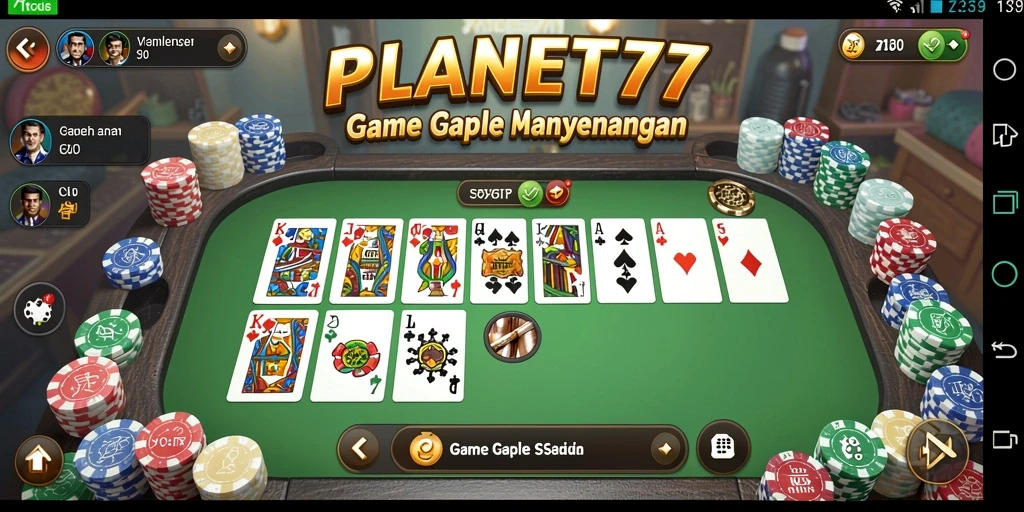 Tampilan gameplay seru dalam aplikasi Gaple PLANET77.