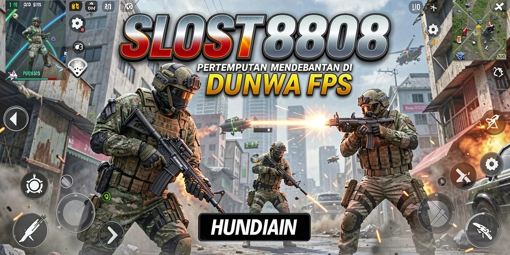 Screenshot SLOST8808 menampilkan aksi pertempuran mendebarkan di medan tempur FPS.